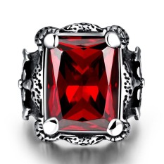 Kreatif Anti Karat Cincin Modis dengan Ruby Berlebihan Gaya Unik Retro Ringkas Ukuran: 12 #-Internasional