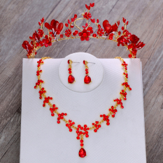 Crown Merah Cina Baju Pelayanan Gaun Pengantin Gaun Kalung
