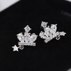 Mahkota Perak 925 Sterling Perak Berlian Imitasi Zirkon Anting Kecil