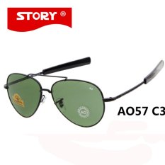 CRYSATL CERITA Brand New Army MILITER AO Sunglasses Pria Amerika Optik Aviator Lensa 12 K Berlapis Emas Pilot Sun Kacamata Caravan Crystal Green Lensa-Intl