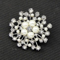 Bros Kristal Lapel Pines Fashion Gaun Pernikahan Wanita Hijab Perhiasan Pin Rhinestone Besar Bros-Silver-Internasional