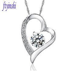Cubic Zircon Jantung Klasik Gaya dengan Rantai Emas Putih Hearts dan Arrows Pendant Necklace Fine Perhiasan untuk Wanita/Gadis Hadiah-Intl