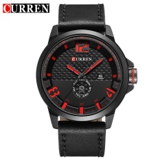 CURREN Merek 2017 Fashion Kasual QUARTZ Jam Tangan Pria Leather Strap Round QUARTZ Kalender Minggu 8253-Intl