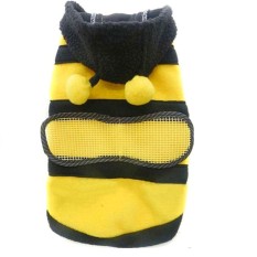 Cute Bee Desain Anjing Peliharaan Bulu Polar Pakaian Kain Pakaian Kucing hoodie Anjing Plush Hangat Jas Musim Dingin Pakaian Kostum Aksesori untuk Anjing Hewan Peliharaan dengan Hat Size L-Intl