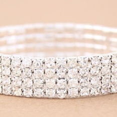 Cute Bling Anjing Peliharaan Rhinestone Deasin Kerah Elastisitas Kalung Spesifikasi: 4 ROW Ukuran: S-Intl