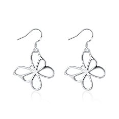 Desain Lucu Warna Perak Butterfly Drop Earrings Women Fashion Perhiasan Hadiah Natal Kualitas Bagus dan Harga Murah E011-Intl
