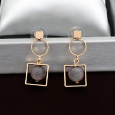 Lucu Modis Sepanjang Bola Stud Anting-Anting Geometris Cooper Panjang Dangle Anting-Internasional