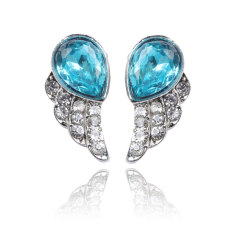 Gaya Lucu Biru Perhiasan Angels Wing dengan Wanita Berhias Berlian Imitasi Anting