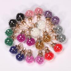 Lucu Transparan Candy Color Sequin Double Side Round Pearl Anting Resin Crystal Ball Ear STUDS-Kuning-Intl