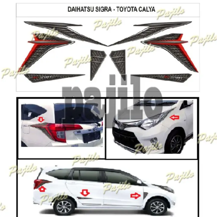 Aksesoris Mobil Daihatsu Sigra Toyota Calya Stiker Lampu Extention