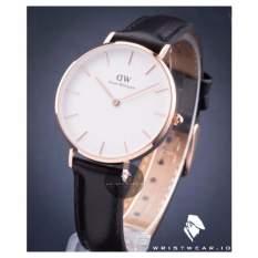Daniel Wellington Classic Petite Sheffield 32mm Rose Gold - Jam Tangan Wanita/Perempuan/Cewek - Strap Kulit Hitam - Ring Rose Gold