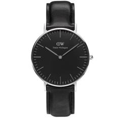Daniel Wellington DW00100145 Jam Tangan Wanita Classic Black Sheffield Horloge 36MM Women Genuine Leather Watch - Black Silver