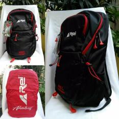 Daypack / Tas Ransel Laptop Black Red 25L - Rei - 70Re599 + Rain Cover