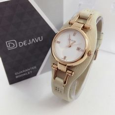 Dejavu DJ5007 Original Watch - Jam Tangan Fashion Wanita - Leather strap - RoseGold Putih