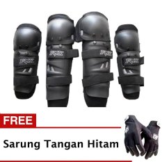 Dekker FOX Lutut Touring Dan Trail Racing Original - Hitam + Gratis Wolfen Sarung Tangan Full - Hitam