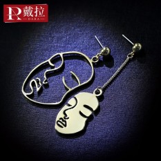 Della Perhiasan Fashion Earrings Female Facebook Asimetri Di Eropa dan Jepang dan Korea Selatan Tide Berlebihan Dekoratif Aksesoris Anting- INTL
