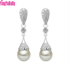 Dewi Wanita Renda Buatan Manusia Mutiara Putih Zirkon Anting Anting