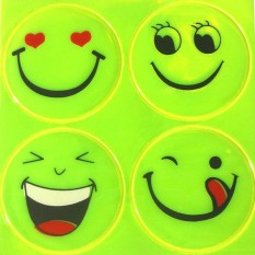 Dewtreetali 1 Lembar Stiker Reflektif Kecil SMILE Wajah untuk Anak-anak Sekolah Tas Reflektif Sepeda Motor Skuter untuk Terlihat Keamanan-Internasional