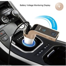 Digital Nirkabel Bluetooth Mobil Kit MP3 Player Fm Transmitter Modulator USB Pengisian dan Handsfree Panggilan (Emas)-Intl