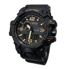 Digitec Dual Time DG2093T - Jam Tangan Pria - Analog + Digital - Rubber Strap - Hitam Gold