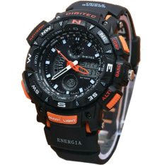 Digitec Dual Time - Jam Tangan Pria - Hitam orange - Rubber Strap - DG2044Ho