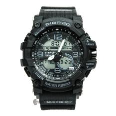 Digitec Men's - Jam Tangan Pria - DG 2102 Hiitam - Strap Karet - Dual Time