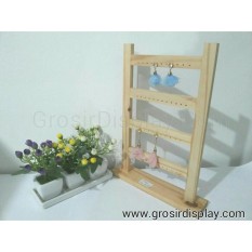 Display Tempat Anting 4 Susun Pajangan Anting Giwang Kayu Natural Murah