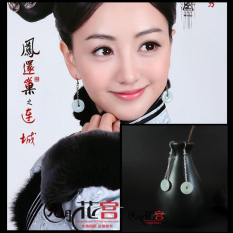 DIY Gaya Retro Zamrud Asli Giok Anting-Anting Elegan Anting