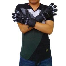 dm Sarung Tangan Batok Kulit Asli Full Finger Bikers/Motor Harley Davidson (Black)