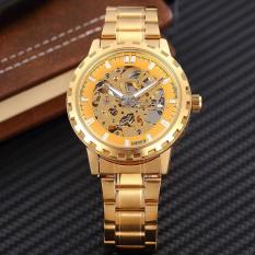 Dmscs SHENHUA Men Merek Jam Tangan Mekanis Mewah Emas Skeleton Otomatis Self Wind Wrist Watch untuk Pria Berkualitas Tinggi Paduan Gear Watch (Emas)