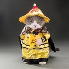 Anjing Kucing Kostum Halloween Kaisar Cosplay Lucu PET Dress Up Pakaian Pesta S-Intl