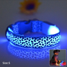 Dog Glow Berkedip LED Collar Leopard Cetak Puppy NecklaceNylonLuminous PET Decors (XL-ukuran)-Intl