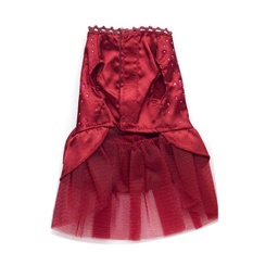 Anjing Puppy Pernikahan Partai Renda Rok Pakaian Tutu Putri Gaun Pet Pakaian-Merah S-Intl