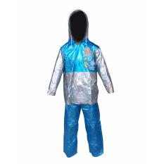 Dolphin Jas Hujan Anak Remaja Setelan Baju Celana Tipe 942 - Club FootBall - Silver Biru - Dominan Biru