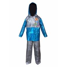 Dolphin Jas Hujan Anak Remaja Setelan Baju Celana Tipe 942 - Club FootBall - Silver Biru - Dominan Silver