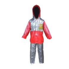 Dolphin Jas Hujan Anak Remaja Setelan Baju Celana Tipe 942 - Silver Merah - Dominan Silver puzzisyukur