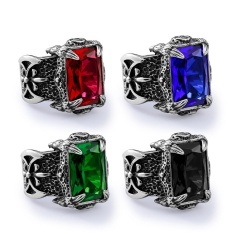 Domineering Lelaki Eropah And Amerika Vintaj Kulit Zirkon Cincin Titanium Keluli Juju Terdampar Pahlawan Cincin Penghormatan-Intl