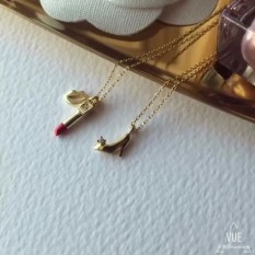 Jangan Tanya Kecil Bertumit Tinggi Sepatu ~ 925 Murni Perak Piring dengan Emas untuk Diri Membuat Wanita kualitas Bagus dari Gaya Jepang Kalung Kunci Rantai Tulang-Internasional