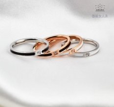 Ganda Berlian Hitam Perempuan Emas Mawar Tunggal Cincin Cincin Berlian Tunggal