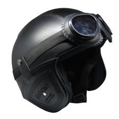 Dream Helm Retro Bogo Vespa Classic + Kacamata - Hitam