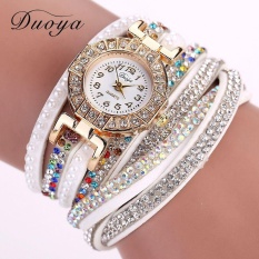 Duoya Luxury Brand Designer Ladies Watch Women Pearl Scale Bracelet Quartz Wristwatch Crystal Diamond Clock Women Dress Watch - White - intl
