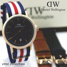 DW_KNVS jam tangan kasual pria tanggal-free tali kulit