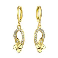E058-A 24 K Lempengan Emas Anting-Anting Fashion Zirkon Anting-Anting (Emas)