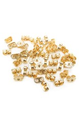 Anting Belakang Kacang Telinga Sumbat Logam 10 Pcs Gold-Internasional