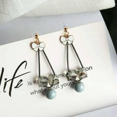 EARRING TASSEL PEARL CRYSTAL / ANTING KOREA IMPORT