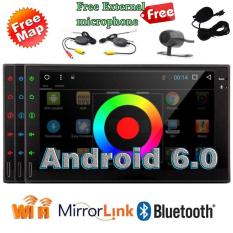 EIN Mobil Double Din Layar Sentuh Head Unit Android 6.0 OS GPS Navigasi Mobil Radio Otomatis Stereo Audio FM/AM Tombol Putar Pengatur Bluetooth Kontrol Dual masukan Kamera Wifi 1080 P Video + Kamera Belakang Ponsel-Intl