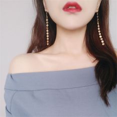 Elegan Asimetris Anting Jepit Tanpa Tindik Jenis Model Panjang Perhiasan Yang Berkelip-Kelip Anting Anting