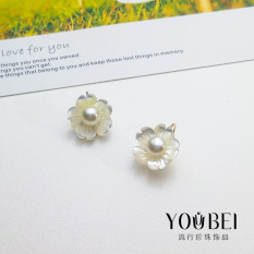 Elegan Kecil Bening Alone Yang Paling Banyak Digunakan Hiasan Kerang Bunga Anting Jepit Tanpa Tindik