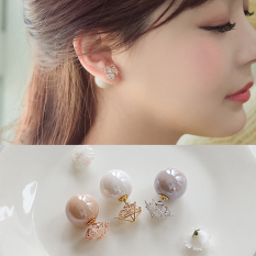 Elegan Anting Manis Mutiara Anting Batu Kristal Air Ada Berlian