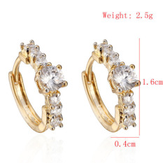 Elegan 18 Karat Berlapis Emas Putih Anting-Anting Batu Kristal CZ